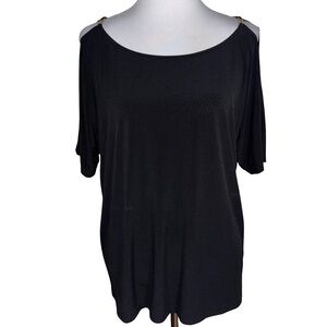 Anne Klein Black Cold Shoulder Blouse